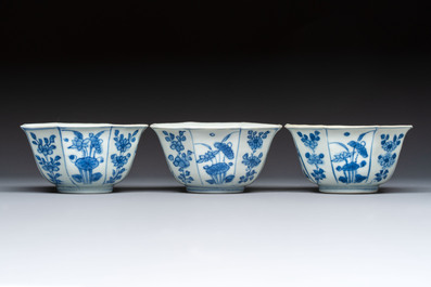 Six Chinese 'Hatcher Cargo' bowls and two blue and white shipwreck bowls, Transitional period
