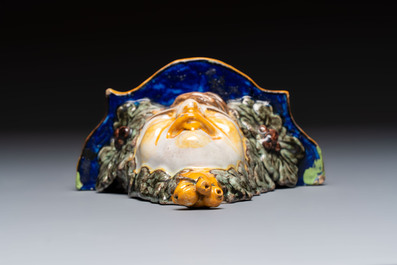 A polychrome Italian maiolica 'Faun Head' wall console, 19th C.