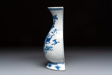 A Chinese blue and white 'Antiquities' wall vase, Kangxi