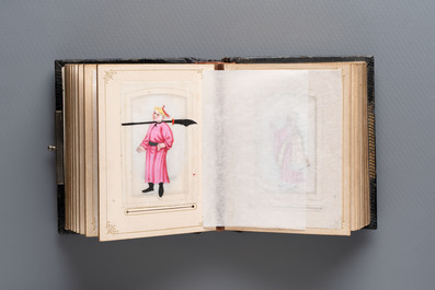 An album containing 36 Chinese Canton rice paper paintings, 19th C.