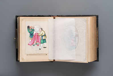 An album containing 36 Chinese Canton rice paper paintings, 19th C.