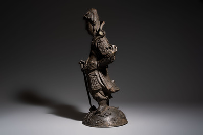 A Chinese bronze model of Weituo, Ming