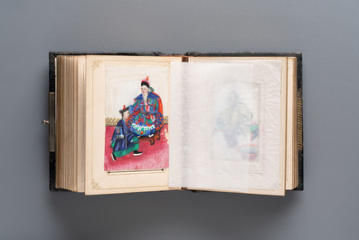 An album containing 36 Chinese Canton rice paper paintings, 19th C.