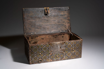 A North-African metal and wood jewellery or travel chest, Mauritania, 20th C.