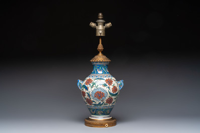 An Iznik-style vase mounted as lamp, Samson, Paris, 19th C.