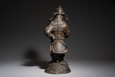 A Chinese bronze model of Weituo, Ming