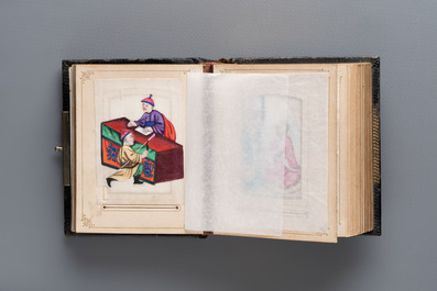 An album containing 36 Chinese Canton rice paper paintings, 19th C.
