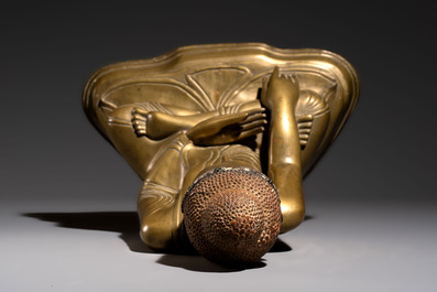 A Burmese partly lacquered bronze Mandalay Buddha, 19/20th C.