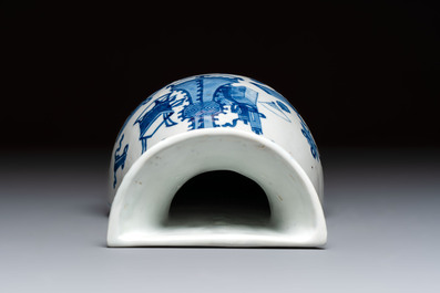 A Chinese blue and white 'Antiquities' wall vase, Kangxi