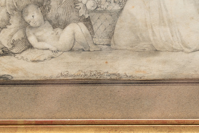 Attributed to Pierre-Paul Prud'hon (1758-1823): 'Naissance du Roi de Rome', pencil on paper, 19th C.