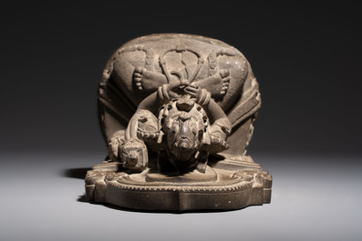 A Javanese carved stone figure of Prajnaparamita, 20th C.