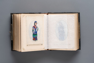 An album containing 36 Chinese Canton rice paper paintings, 19th C.