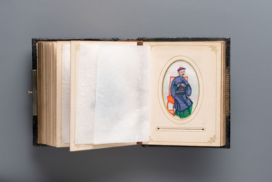An album containing 36 Chinese Canton rice paper paintings, 19th C.