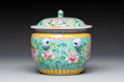 A Chinese famille rose 'kamcheng' bowl and cover for the Straits or Peranakan market, 19th C.