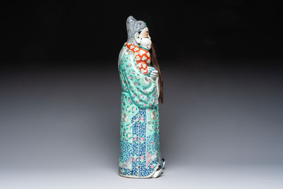 A large Chinese famille rose figure of Fu Xing, Zhu Mao Ji Zao 朱茂記造 mark, Republic