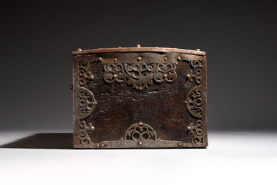 A North-African metal and wood jewellery or travel chest, Mauritania, 20th C.