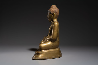 A Burmese partly lacquered bronze Mandalay Buddha, 19/20th C.