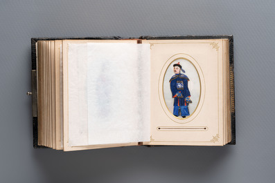 An album containing 36 Chinese Canton rice paper paintings, 19th C.
