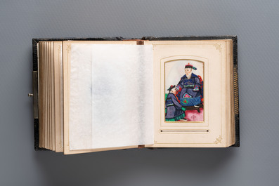 An album containing 36 Chinese Canton rice paper paintings, 19th C.