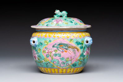 A Chinese famille rose 'kamcheng' bowl and cover for the Straits or Peranakan market, 19th C.