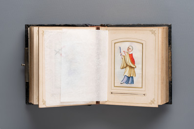 An album containing 36 Chinese Canton rice paper paintings, 19th C.