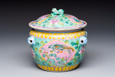 A Chinese famille rose 'kamcheng' bowl and cover for the Straits or Peranakan market, 19th C.