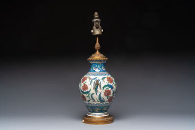 An Iznik-style vase mounted as lamp, Samson, Paris, 19th C.