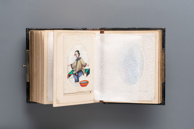 An album containing 36 Chinese Canton rice paper paintings, 19th C.