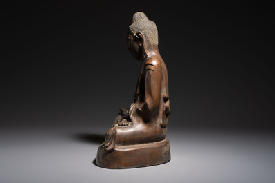 A Burmese partly lacquered bronze Mandalay Buddha, 19/20th C.
