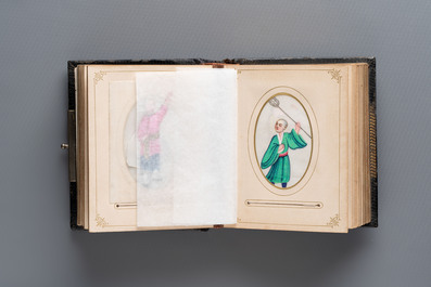 An album containing 36 Chinese Canton rice paper paintings, 19th C.