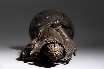 A Chinese bronze model of Weituo, Ming