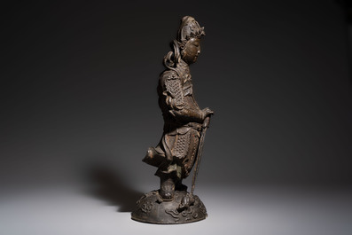 A Chinese bronze model of Weituo, Ming
