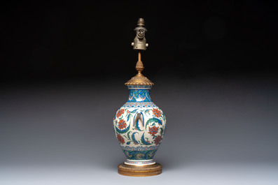 An Iznik-style vase mounted as lamp, Samson, Paris, 19th C.