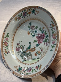 Six Chinese famille rose 'Peacock' plates, Qianlong