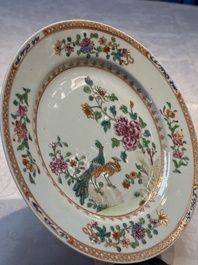 Six Chinese famille rose 'Peacock' plates, Qianlong