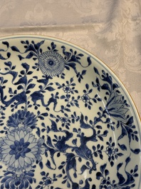 Two Chinese blue and white 'Floral' dishes, Kangxi