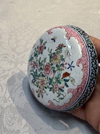 A pair of rare Chinese Canton enamel scent boxes, covers and inner liners, Qianlong