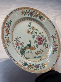 Six Chinese famille rose 'Peacock' plates, Qianlong