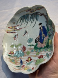 A rare Chinese famille rose 'Lotus Pond' plate, Yongzheng
