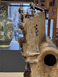 A large and fine Chinese polychrome-glazed Shiwan stoneware group of immortals, 19th C.