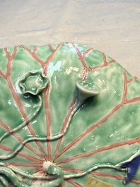 A rare Chinese famille rose 'Lotus Pond' plate, Yongzheng