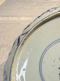 A Chinese blue and white Ko-Sometsuke 'Birds among Flowering Branches' plate for the Japanese market, Chenghua mark, Chongzhen