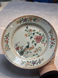 Six Chinese famille rose 'Peacock' plates, Qianlong