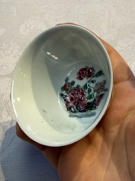 Eight sets of Chinese famille rose cups and eight saucers, Yongzheng/Qianlong
