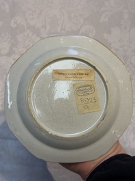 Two Chinese famille rose armorial saucers, Qianlong