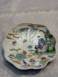 A rare Chinese famille rose 'Lotus Pond' plate, Yongzheng