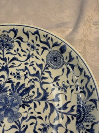 Two Chinese blue and white 'Floral' dishes, Kangxi