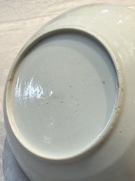 A highly unusual Chinese Canton famille rose cup and saucer, 19th C.
