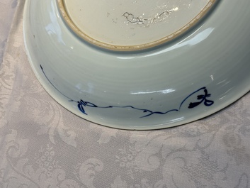 Two Chinese blue and white 'Floral' dishes, Kangxi