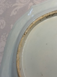 A Chinese blue and white dish, tureen and stand with floral design, Qianlong